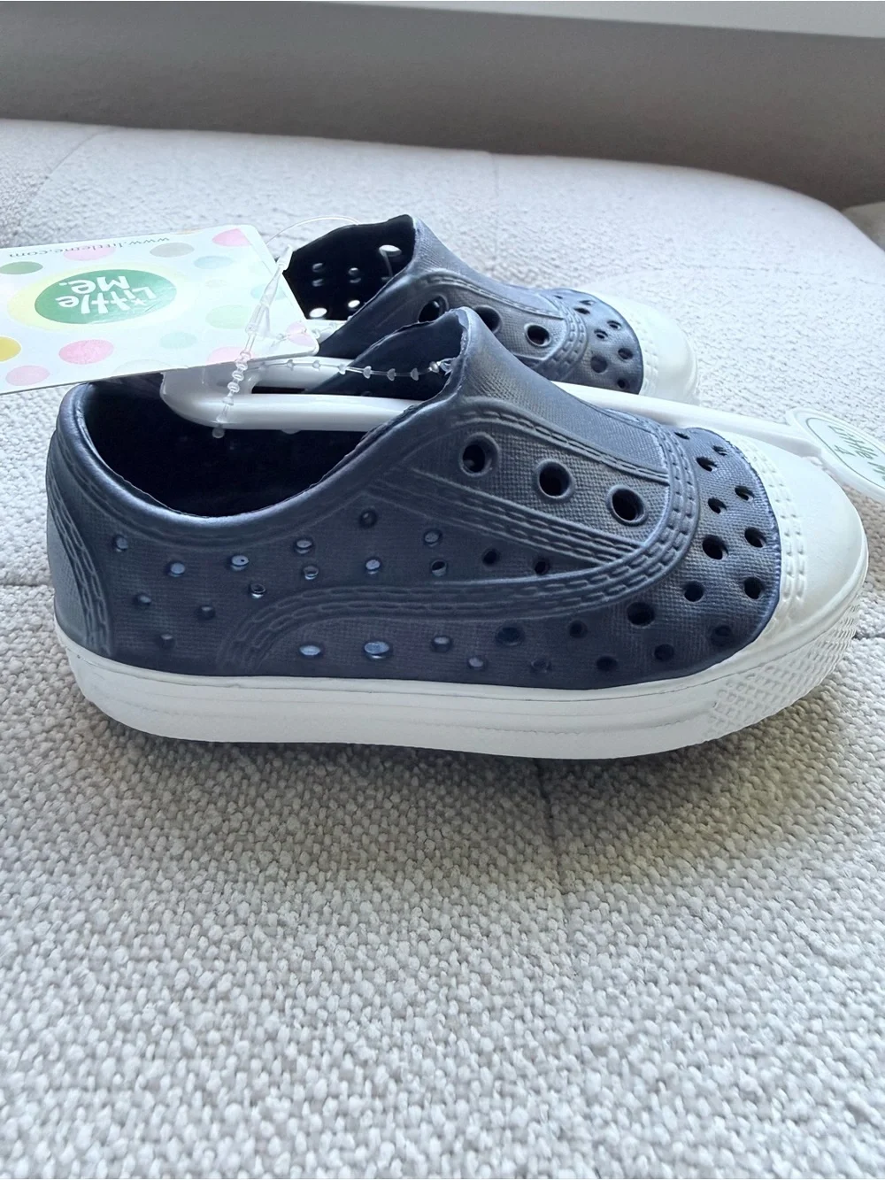 NWT Little Me navy blue/ white size 4 water shoes